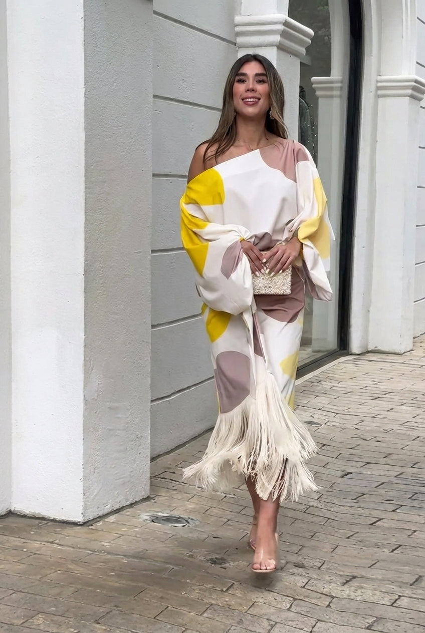 VESTIDO BRESIA CONJUNTO DOS PIEZAS CON FLECOS